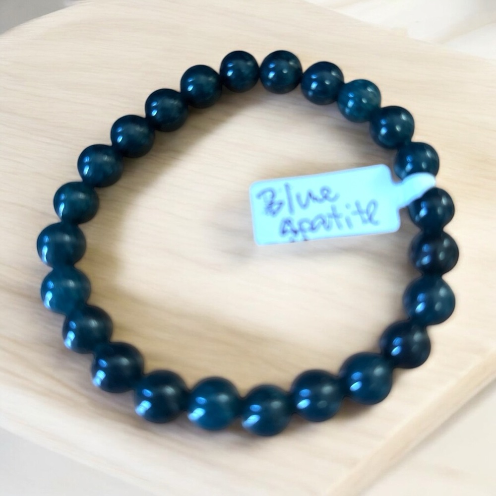 328B. Blue Apatite Beaded Bracelet